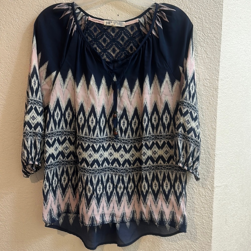 3/4 sleeve printed chiffon blouse